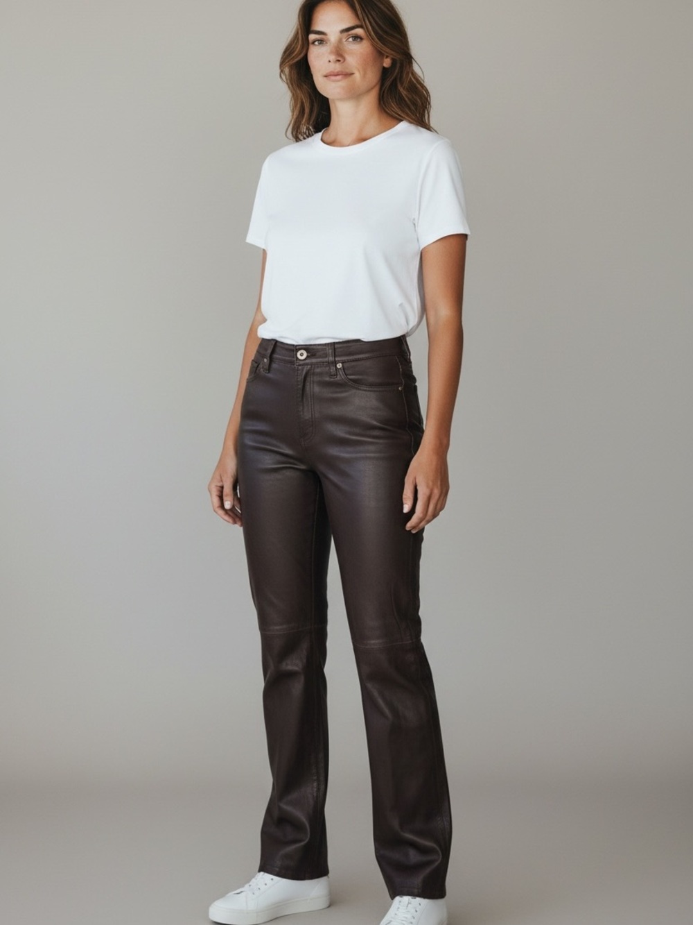 Joe’s Hi Honey Chocolate Lamb Leather Boot Cut Jeans Luxury Item